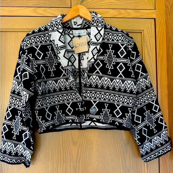 NWT Vintage Flashback Deadstock Woven Tapestry Southwestern Boho Cropped Jacket - Picture 1 of 11